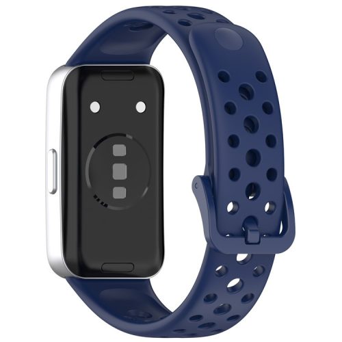 For Huawei Band 9 / 9 NFC / 8 / 8 NFC Breathable Holes Replacement Band Silicone Watch Strap - Dark Blue