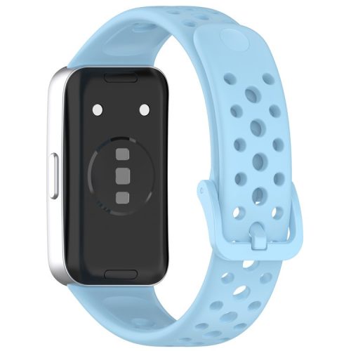 For Huawei Band 9 / 9 NFC / 8 / 8 NFC Breathable Holes Replacement Band Silicone Watch Strap - Baby Blue