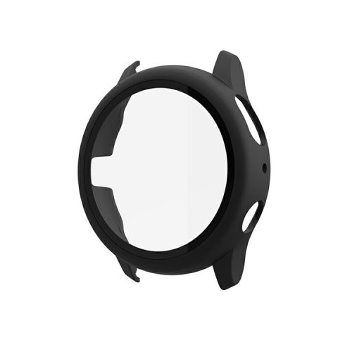 Rubberized PC Frame Intergrated Tempered Glass Screen Protector Smart Watch Cover for Samsung Galaxy Watch Active2 44mm - Black