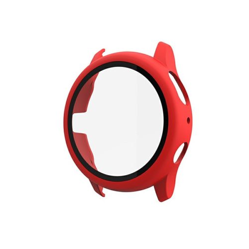 Rubberized PC Frame Intergrated Tempered Glass Screen Protector Smart Watch Cover for Samsung Galaxy Watch Active2 44mm - Red