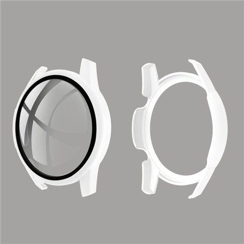 Rubberized PC Frame + Tempered Glass Screen Protector Cover Shell for Huawei Watch GT 2 46mm - White