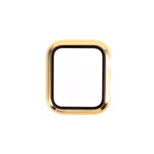 Electroplated PC Frame + Tempered Glass Screen Protector Case for Apple Watch Series SE / SE (2022) / 6 / 5 / 4 44MM - Gold