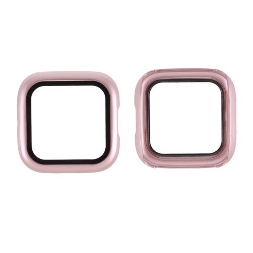 Electroplating PC Frame Tempered Glass Protector Cover for Fitbit Versa 2 - Rose Gold