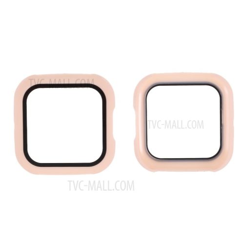 Electroplating PC Frame Tempered Glass Protector Cover for Fitbit Versa 2 - Beige