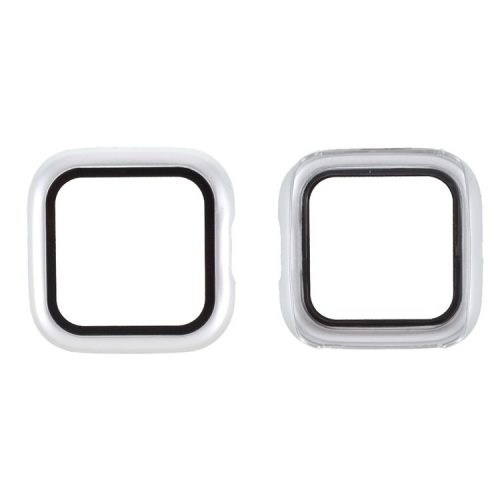 Electroplating PC Frame Tempered Glass Protector Cover for Fitbit Versa 2 - Light Grey