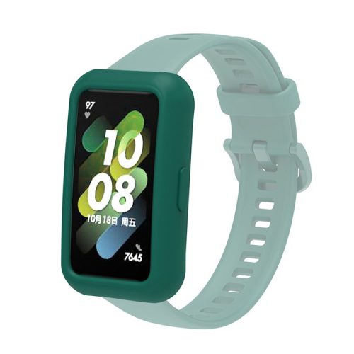 Soft Silicone Watch Case for Huawei Band 7/6, Anti-scratch Protection Watch Frame Cover - Dark Green