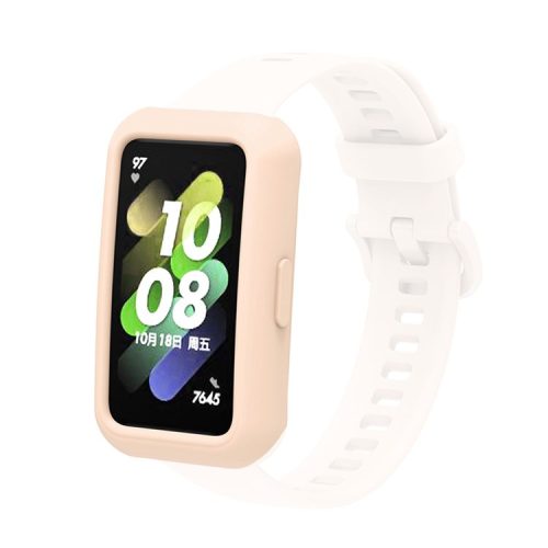 Soft Silicone Watch Case for Huawei Band 7/6, Anti-scratch Protection Watch Frame Cover - Pink