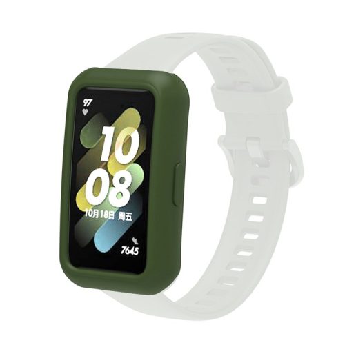 Soft Silicone Watch Case for Huawei Band 7/6, Anti-scratch Protection Watch Frame Cover - Army Green