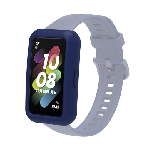 Soft Silicone Watch Case for Huawei Band 7/6, Anti-scratch Protection Watch Frame Cover - Navy Blue