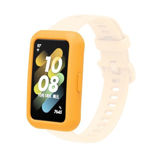 Soft Silicone Watch Case for Huawei Band 7/6, Anti-scratch Protection Watch Frame Cover - Orange