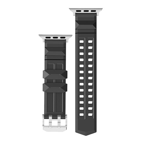 AHASTYLE WA12 Watch Strap for Apple Watch Series 10 46mm / Ultra 2 Ultra 49mm /  Series 9 8 7 45mm / 6 5 4 SE (2023) SE (2022) SE 44mm / 3 2 1 42mm Silicone Watchband - Black