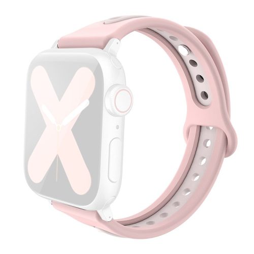 AHASTYLE WA13 Watch Band for Apple Watch Series 10 46mm / Ultra 2 Ultra 49mm /  Series 9 8 7 45mm / 6 5 4 SE (2023) SE (2022) SE 44mm / 3 2 1 42mm Dual Color Silicone Strap - Pink