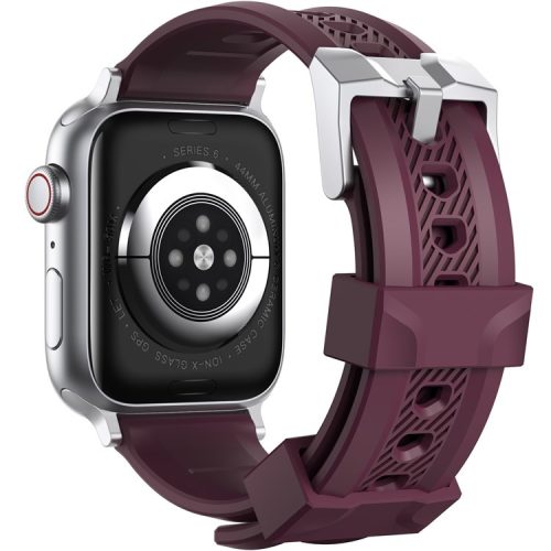 AHASTYLE WA10 Silicone Band for Apple Watch Series 10 46mm / Ultra 2 Ultra 49mm /  Series 9 8 7 45mm / 6 5 4 SE (2023) SE (2022) SE 44mm / 3 2 1 42mm Textured Watch Strap - Wine Red