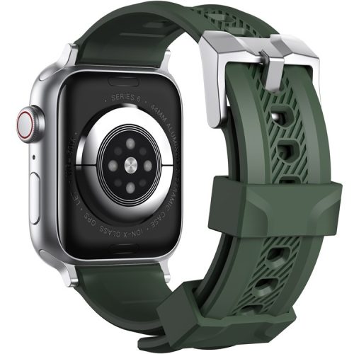 AHASTYLE WA10 Silicone Band for Apple Watch Series 10 46mm / Ultra 2 Ultra 49mm /  Series 9 8 7 45mm / 6 5 4 SE (2023) SE (2022) SE 44mm / 3 2 1 42mm Textured Watch Strap - Midnight Green