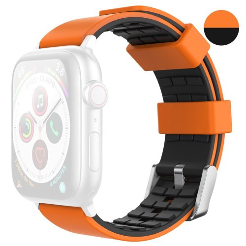 AHASTYLE WA11 Watch Band for Apple Watch Series 10 46mm / Ultra 2 Ultra 49mm /  Series 9 8 7 45mm / 6 5 4 SE (2023) SE (2022) SE 44mm / 3 2 1 42mm Contrast Colors Silicone Strap - Black+Orange