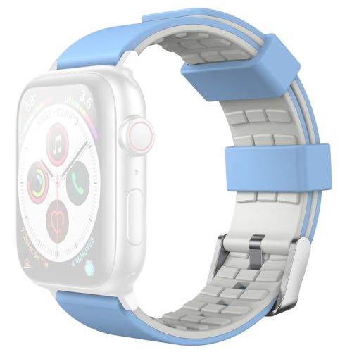 AHASTYLE WA11 Watch Band for Apple Watch Series 10 46mm / Ultra 2 Ultra 49mm /  Series 9 8 7 45mm / 6 5 4 SE (2023) SE (2022) SE 44mm / 3 2 1 42mm Contrast Colors Silicone Strap - Sky Blue+Light Grey