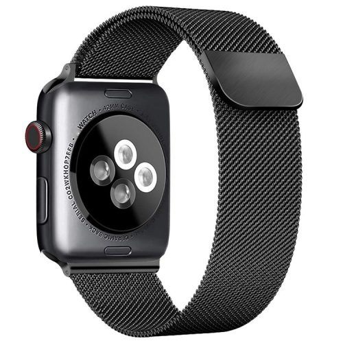 AHASTYLE WG42-1 For Apple Watch 10 46mm / Ultra 2 / Ultra 49mm / 9 8 7 45mm / SE (2023) SE (2022) SE 6 5 4 44mm / 3 2 1 42mm Milanese Wrist Band - Black