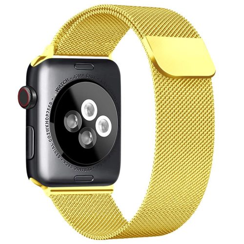 AHASTYLE WG42-1 For Apple Watch 10 46mm / Ultra 2 / Ultra 49mm / 9 8 7 45mm / SE (2023) SE (2022) SE 6 5 4 44mm / 3 2 1 42mm Milanese Wrist Band - Gold