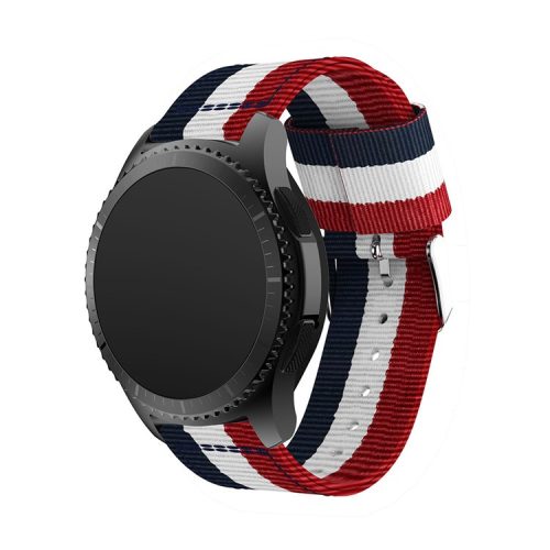 22mm Adjustable Woven Nylon Replacement Watch Strap for Samsung Gear S3 Frontier / Classic - Dark Blue / White / Red