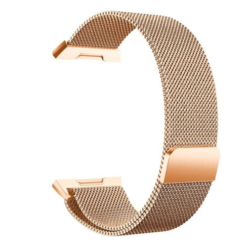 For Fitbit Ionic Solid Stainless Steel Milanese Mesh Wrist Watch Strap Replacement - Rose Gold Color