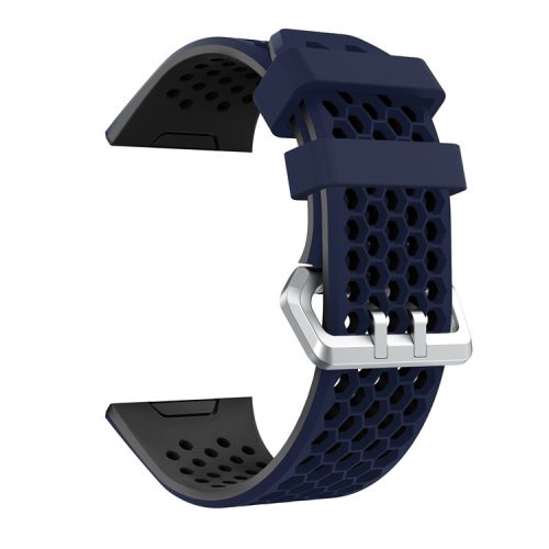 Two-tone Silicone Watch Band for Fitbit Ionic, Honeycomb Hollow Adjustable Watch Strap Replacement - Blue + Black