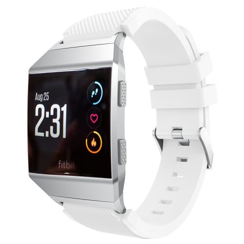 22mm Twill Texture Soft Silicone Watchband with Connector for Fitbit Ionic - White