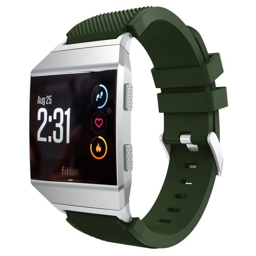 For Fitbit Ionic Twill Texture Silicone Watch Bracelet Band with Connector 22mm - Army Green