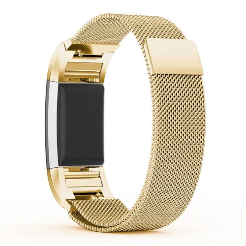 Metal Mesh Magnetic Milanese Watch Strap Replacement for Fitbit Charge 2 - Gold Color, Size: S