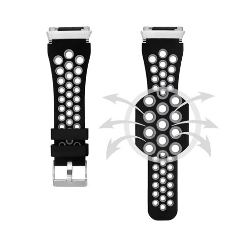 Dual Color Heat Dissipation Silicone Watch Strap for Fitbit Ionic - Black + Grey