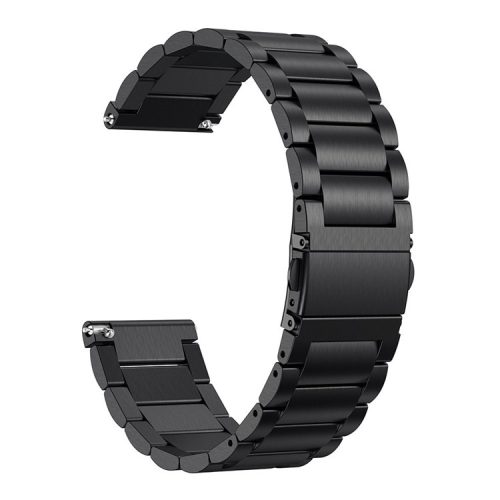 Three Beads Folding Clasp Stainless Steel Watch Band for Fitbit Versa - Black