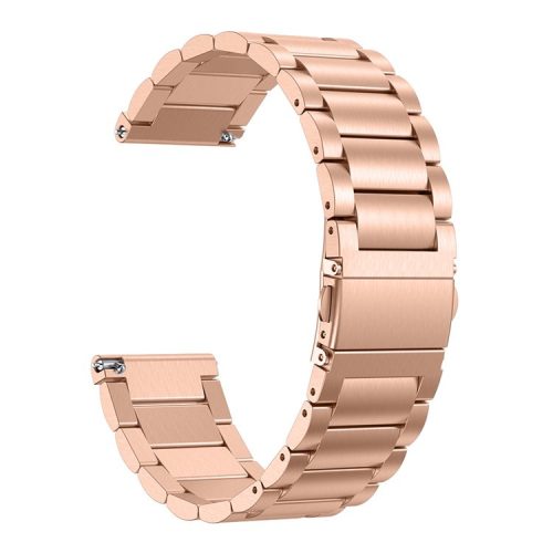 Solid Stainless Steel Watch Band for Fitbit Versa, Three-bead Wrist Strap Replacement - Rose Gold