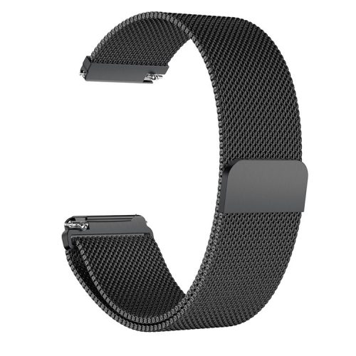 Luxury Milanese Stainless Steel Magnetic Watch Band Replacement, Length: 225mm for Fitbit Versa - Black