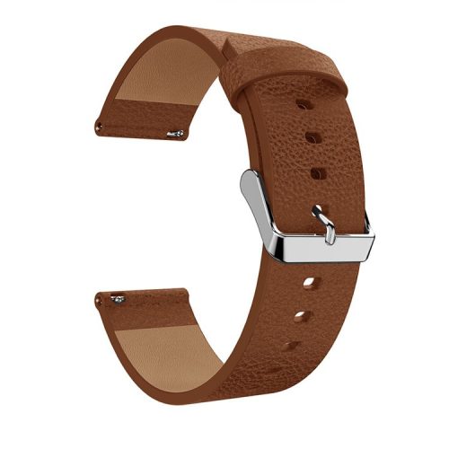 For Fitbit Versa Litchi Texture Genuine Leather Watch Band Strap Replacement, Length: 115 + 85mm - Brown