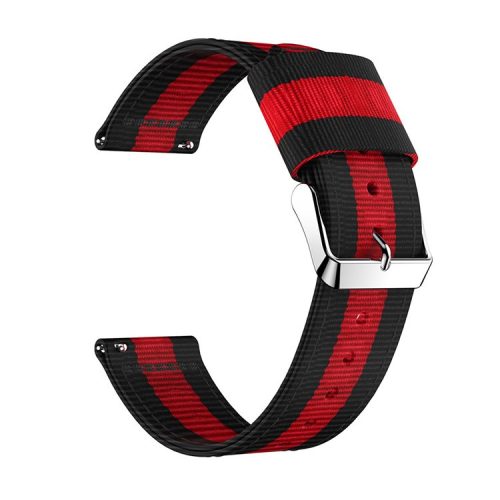 Adjustable Woven Nylon Replacement Watch Strap for Fitbit Versa - Black / Red