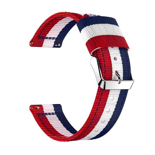 Adjustable Woven Nylon Watch Strap Replacement for Fitbit Versa - Blue / White / Red