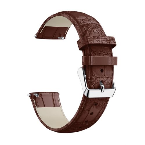 22mm Crocodile Texture Genuine Leather Replacement Watch Strap for Fitbit Versa - Brown