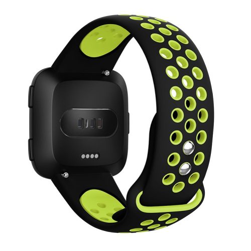 Dual-color Hollow Silicone Replacement Watch Strap for Fitbit Versa - Black / Green