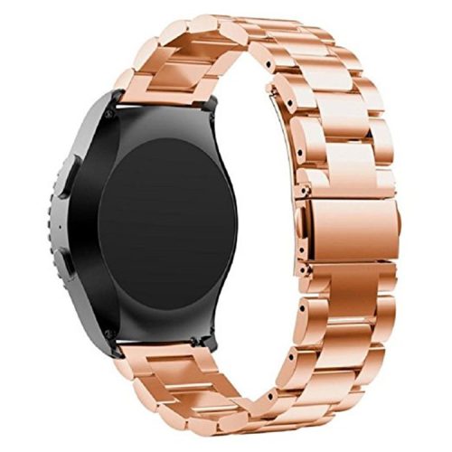 20mm Luxury Three Beads Stainless Steel Metal Watch Strap Replacement with Folding Clasp for Huawei Watch 2 - Rose Gold