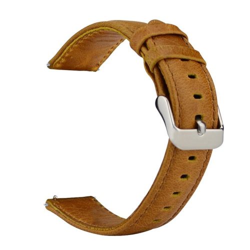 20mm Crazy Horse Genuine Leather Watch Band for Samsung Galaxy Watch4 Classic 46mm 42mm/Watch4 44mm 40mm/Huawei Watch 2 - Brown