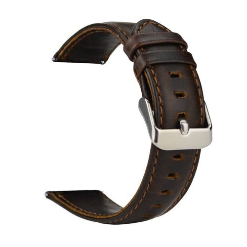 20mm Crazy Horse Genuine Leather Watch Strap for Samsung Galaxy Watch4 Classic 46mm 42mm/Watch4 44mm 40mm/Huawei Watch 2 - Coffee