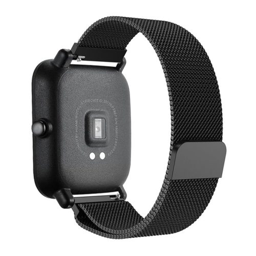 20mm Magnetic Milanese Stainless Steel Woven Watch Wrist Band for Huami Amazfit Smart Watch Youth Edition - Black