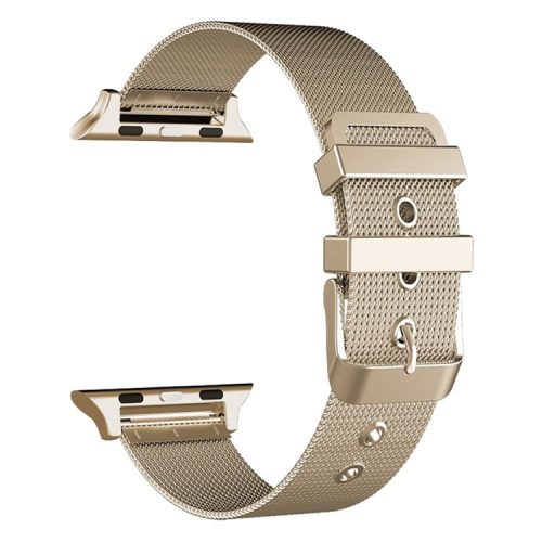 Classic Buckle Milanese Stainless Steel Watch Band Replacement for Apple Watch Series 10 46mm / Ultra 2 Ultra 49mm / 9 8 7 45mm / SE (2023) SE (2022) SE 6 5 4 44mm / 3 2 1 42mm - Champagne Gold