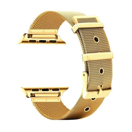 Classic Buckle Milanese Stainless Steel Watch Strap Replacement for Apple Watch Series 10 42mm / 9 8 7 41mm / SE (2023) SE (2022) SE 6 5 4 40mm / 3 2 1 38mm - Gold