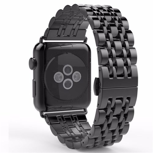 Classic Seven Beads Stainless Steel Watch Band for Apple Watch Series 10 46mm / Ultra 2 Ultra 49mm / 9 8 7 45mm / SE (2023) SE (2022) SE 6 5 4 44mm / 3 2 1 42mm - Black