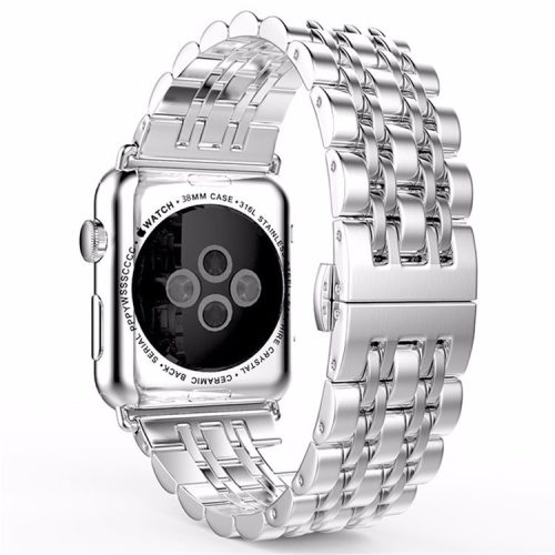 Classic Seven Beads Stainless Steel Watch Strap for Apple Watch Series 10 46mm / Ultra 2 Ultra 49mm / 9 8 7 45mm / SE (2023) SE (2022) SE 6 5 4 44mm / 3 2 1 42mm - Silver