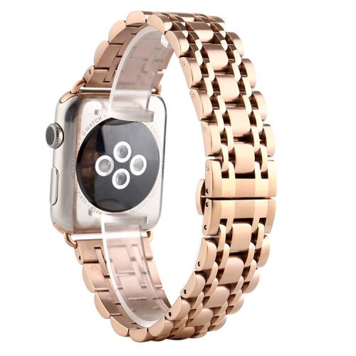 Classic Seven Beads Stainless Steel Wristwatch Band for Apple Watch Series 10 46mm / Ultra 2 Ultra 49mm / 9 8 7 45mm / SE (2023) SE (2022) SE 6 5 4 44mm / 3 2 1 42mm - Rose Gold