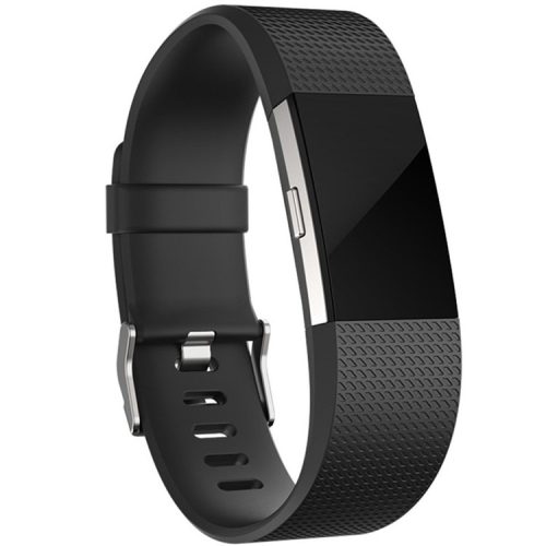 Textured Grid Pattern Smart Watch Band Sports Silicone Watch Strap for Fitbit Charge 2 - Black