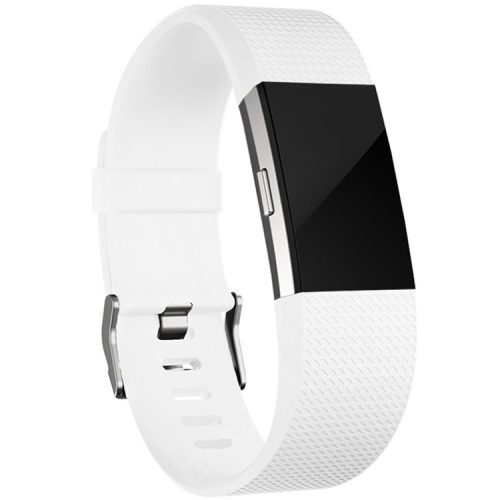 Textured Grid Pattern Smart Watch Band Sports Silicone Watch Strap for Fitbit Charge 2 - White