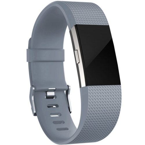 Textured Grid Pattern Smart Watch Band Sports Silicone Watch Strap for Fitbit Charge 2 - Grey