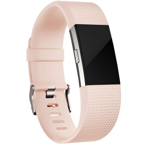 Textured Grid Pattern Smart Watch Band Sports Silicone Watch Strap for Fitbit Charge 2 - Pink